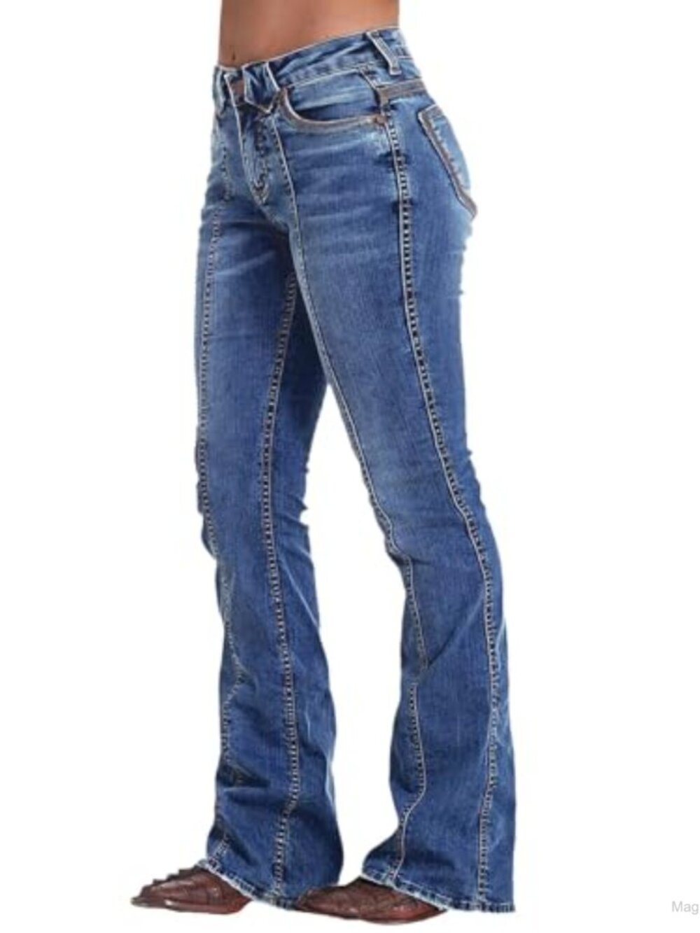 Mid Rise Bootcut Flare Jeans for Women Stretch Denim Retro Bell-Bottom